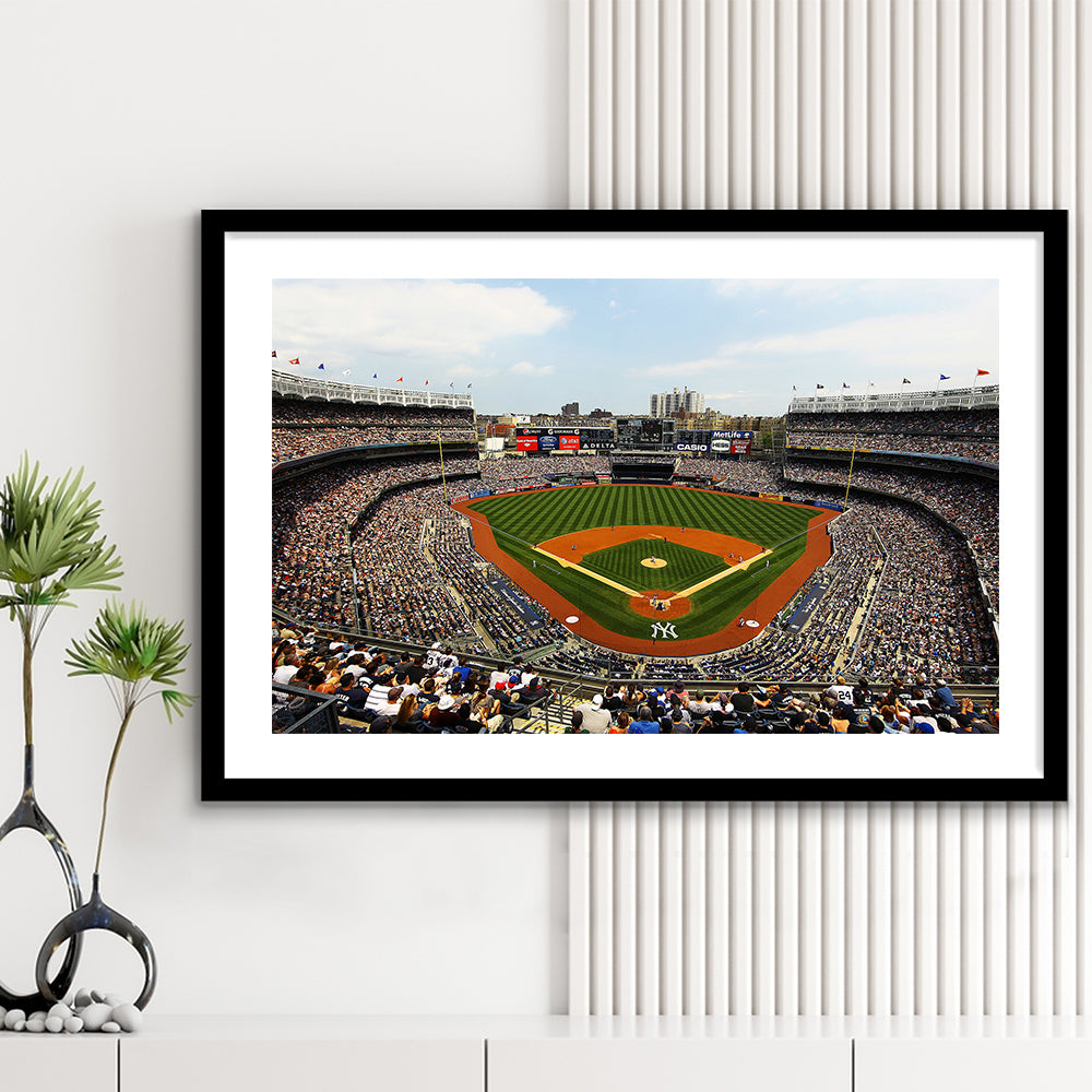 Yankee Stadium in New York, Stadium Canvas, Sport Art, Fan Gifts, White Border Framed Art Print Wall Decor
