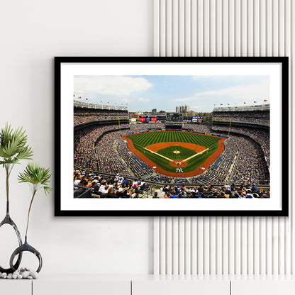 Yankee Stadium in New York, Stadium Canvas, Sport Art, Fan Gifts, White Border Framed Art Print Wall Decor
