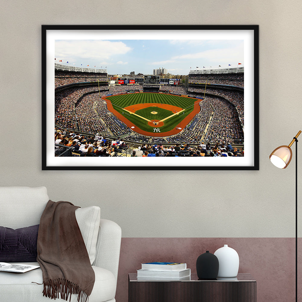 Yankee Stadium in New York, Stadium Canvas, Sport Art, Fan Gifts, White Border Framed Art Print Wall Decor