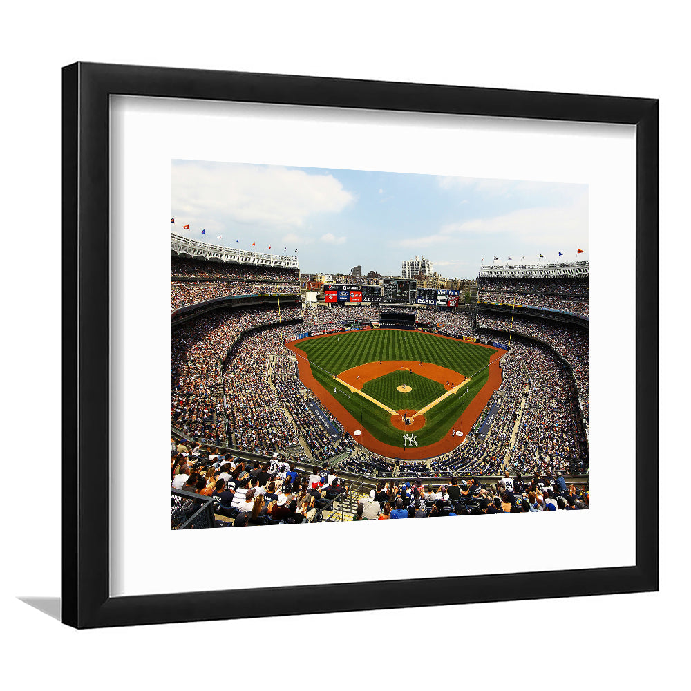 Yankee Stadium in New York, Stadium Canvas, Sport Art, Fan Gifts, White Border Framed Art Print Wall Decor