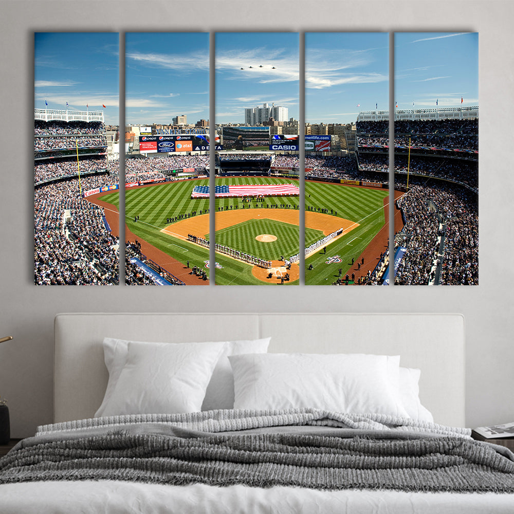 Yankee Stadium in New York, Stadium Canvas, Sport Art, 5 Panel B, Extra Large Canvas, Canvas Print Wall Art