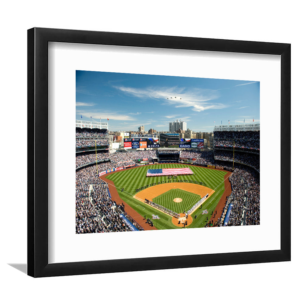 Yankee Stadium in New York, Stadium Canvas, Sport Art, Gift for him, White Border Framed Art Print Wall Decor