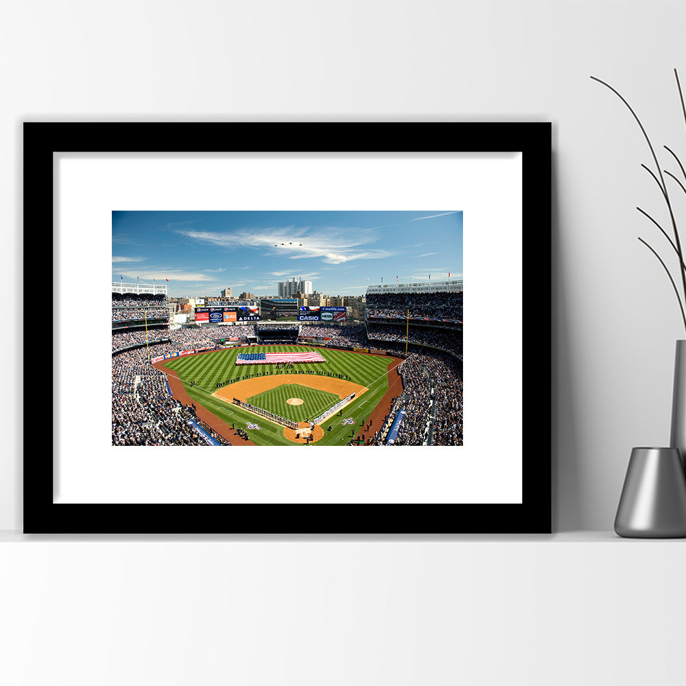 Yankee Stadium in New York, Stadium Canvas, Sport Art, Gift for him, White Border Framed Art Print Wall Decor