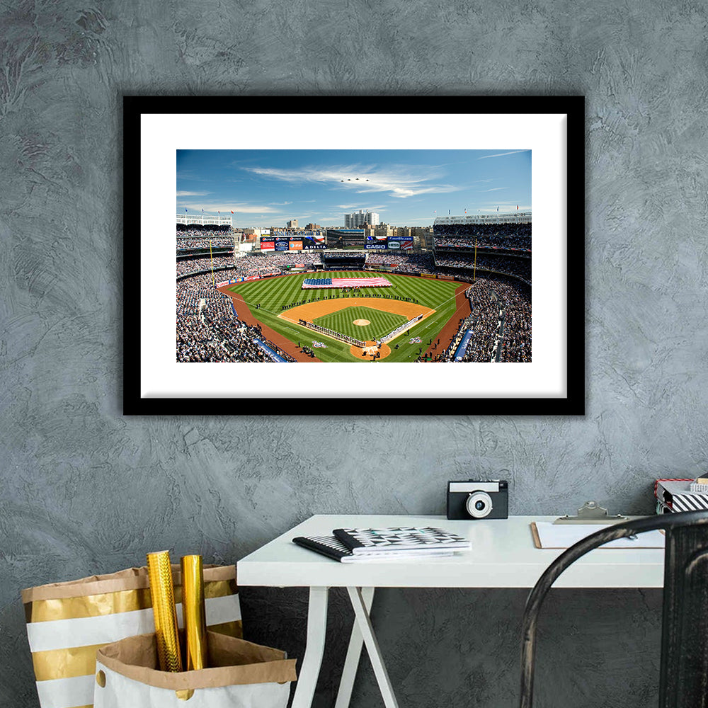 Yankee Stadium in New York, Stadium Canvas, Sport Art, Gift for him, White Border Framed Art Print Wall Decor