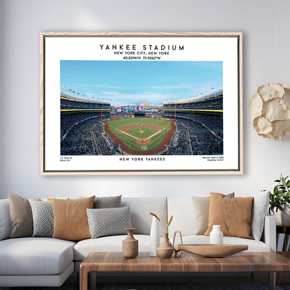 Yankee Stadium, NY Yankees Baseball Stadium Wall Art Print, Sport Art Print, Framed Canvas Print Wall Art