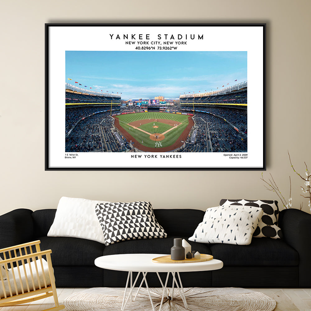Yankee Stadium, NY Yankees Baseball Stadium Wall Art Print, Sport Art Print, Framed Canvas Print Wall Art