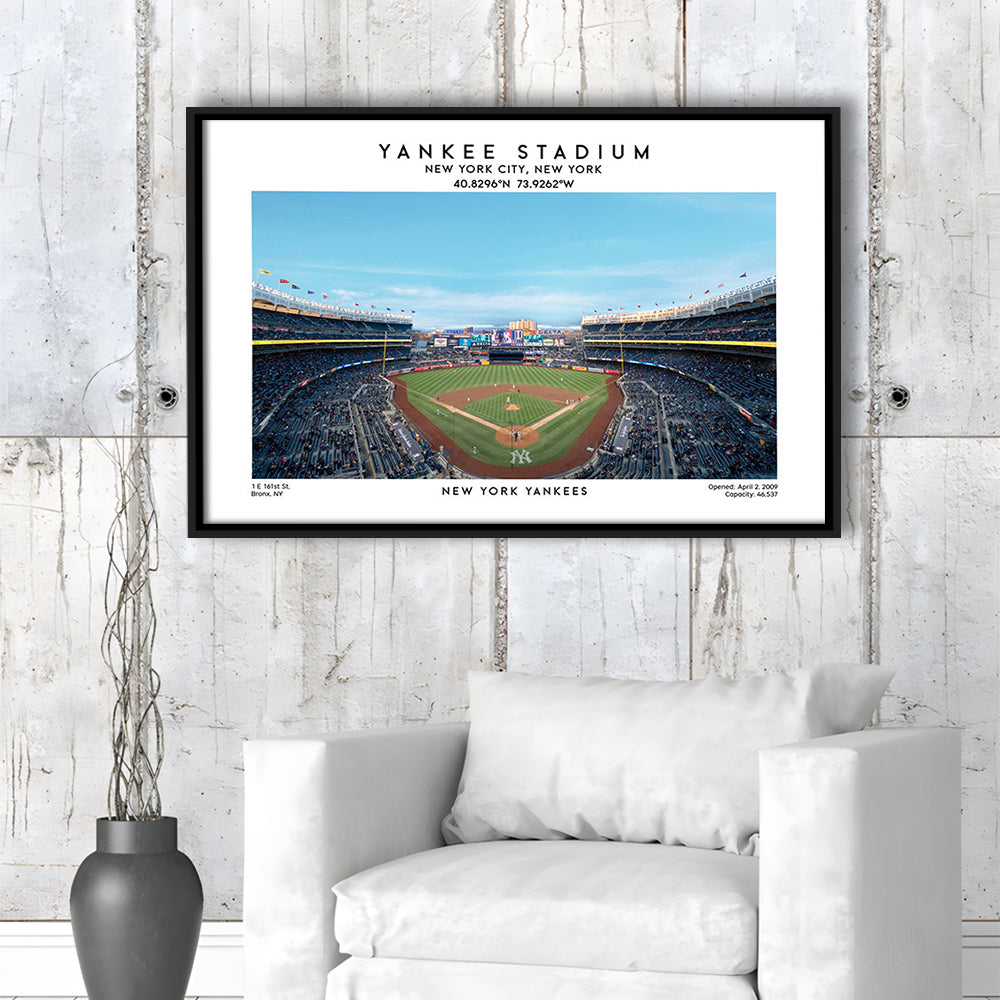 Yankee Stadium, NY Yankees Baseball Stadium Wall Art Print, Sport Art Print, Framed Canvas Print Wall Art
