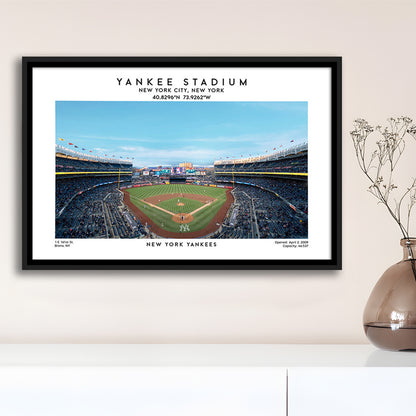 Yankee Stadium, NY Yankees Baseball Stadium Wall Art Print, Sport Art Print, Framed Canvas Print Wall Art