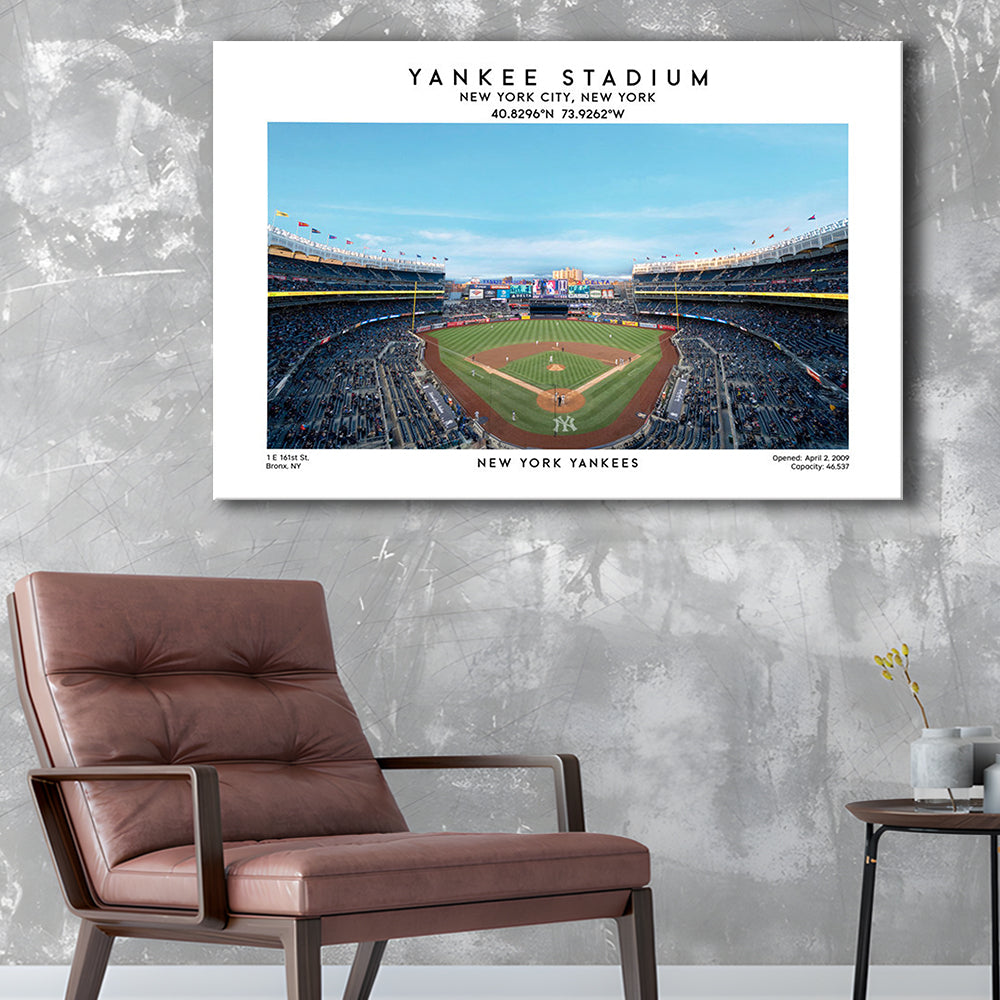 Yankee Stadium, NY Yankees Baseball Stadium Wall Art Print, Sport Art Print, Canvas Print Wall Art, Man Cave Gift