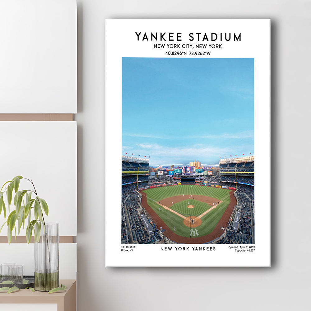 Yankee Stadium Print,Yankees Baseball Stadium Wall Art, Sport Art Print, Canvas Prints Wall Art, Man Cave Decor