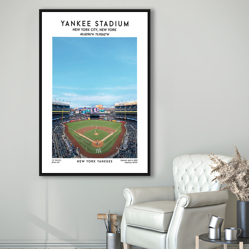 Yankee Stadium Print,Yankees Baseball Stadium Wall Art, Sport Art Print, Framed Canvas Prints Wall Art
