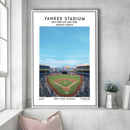 Yankee Stadium Print,Yankees Baseball Stadium Wall Art, Sport Art Print, Framed Canvas Prints Wall Art