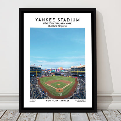 Yankee Stadium Print,Yankees Baseball Stadium Wall Art, Sport Art Print, Framed Canvas Prints Wall Art