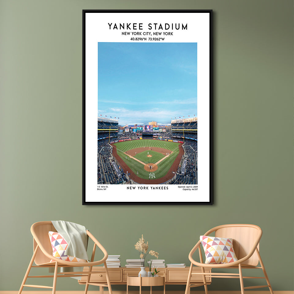 Yankee Stadium Print,Yankees Baseball Stadium Wall Art, Sport Art Print, Framed Canvas Prints Wall Art