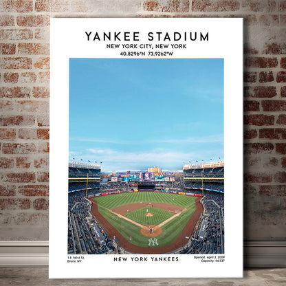 Yankee Stadium Print,Yankees Baseball Stadium Wall Art, Sport Art Print, Canvas Prints Wall Art, Man Cave Decor