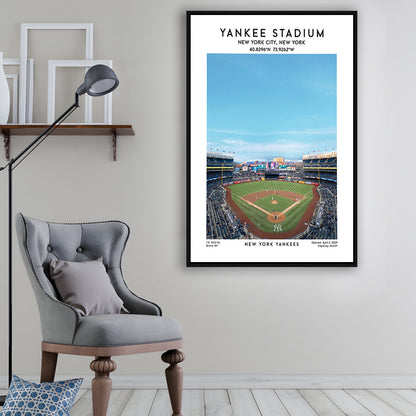Yankee Stadium Print,Yankees Baseball Stadium Wall Art, Sport Art Print, Framed Canvas Prints Wall Art
