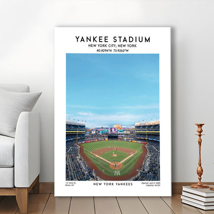 Yankee Stadium Print,Yankees Baseball Stadium Wall Art, Sport Art Print, Canvas Prints Wall Art, Man Cave Decor