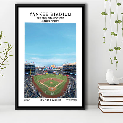 Yankee Stadium Print,Yankees Baseball Stadium Wall Art, Sport Art Print, Framed Canvas Prints Wall Art