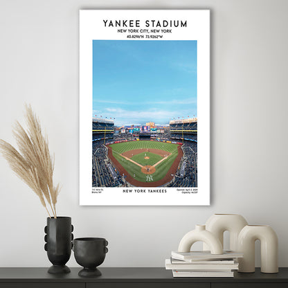 Yankee Stadium Print,Yankees Baseball Stadium Wall Art, Sport Art Print, Canvas Prints Wall Art, Man Cave Decor