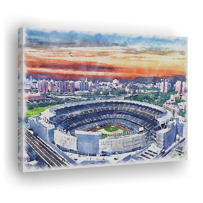 Yankees Baseball, Yankee Painting Stadium Watercolor, Sport Art, Gifts for him, Canvas Print Wall Art