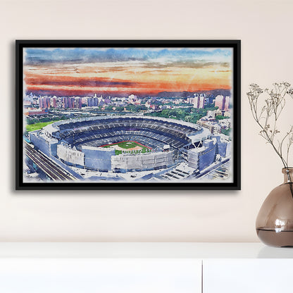 Yankees Baseball, Yankee Painting Stadium Watercolor, Sport Gift Art, Framed Canvas Print Wall Art