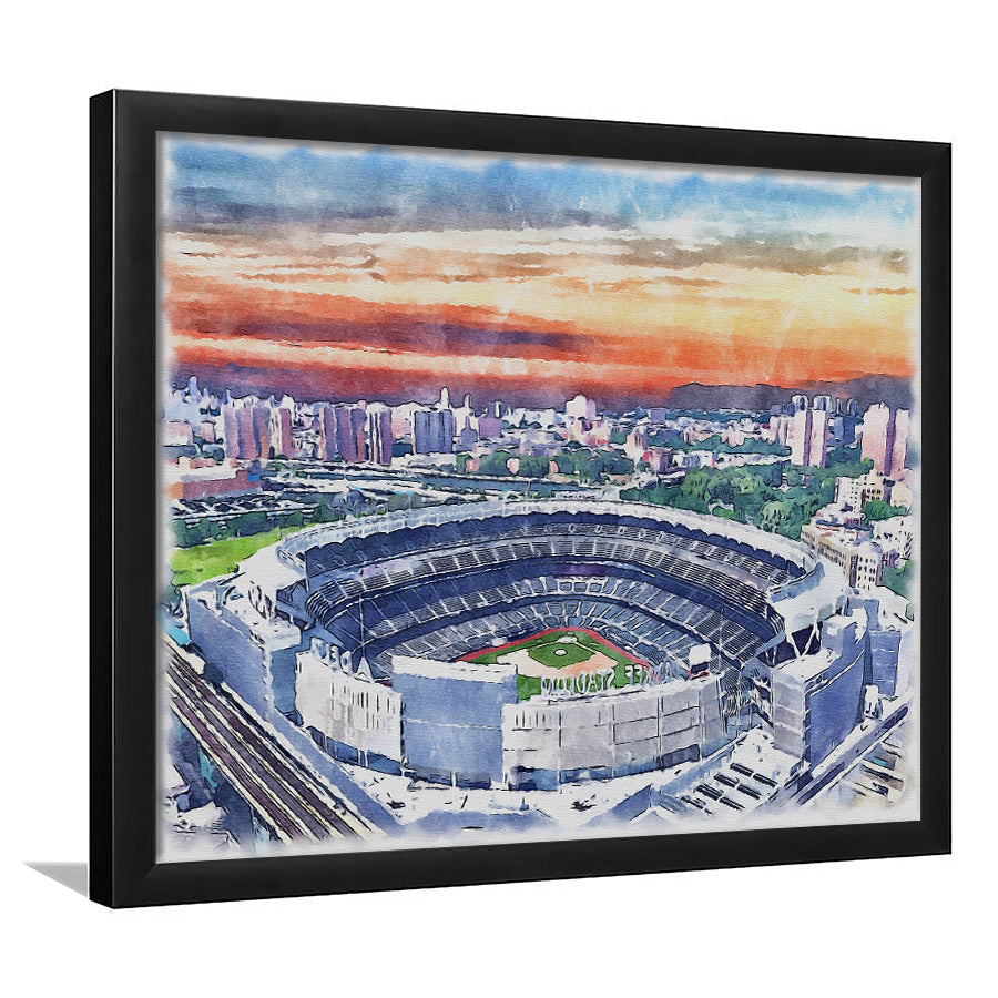Yankees Baseball, Yankee Painting Stadium Watercolor, Sport Gift Art, Framed Art Print Wall Decor