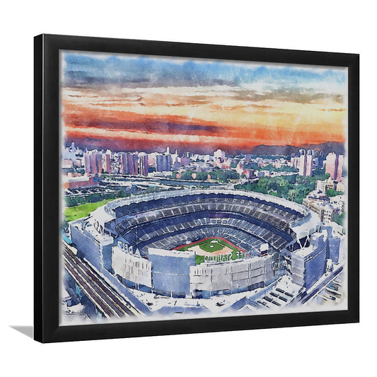 Yankees Baseball, Yankee Painting Stadium Watercolor, Sport Gift Art, Framed Art Print Wall Decor