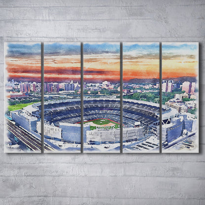 Yankees Baseball, Yankee Painting Stadium Watercolor, Sport Art, Extra Large Canvas Print Wall Art