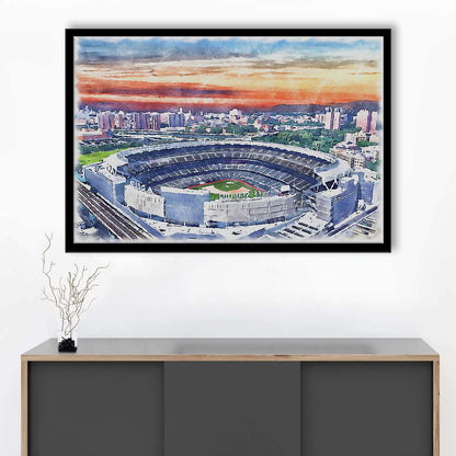 Yankees Baseball, Yankee Painting Stadium Watercolor, Sport Gift Art, Framed Art Print Wall Decor