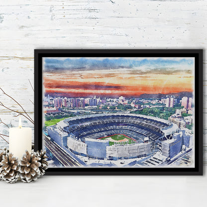 Yankees Baseball, Yankee Painting Stadium Watercolor, Sport Gift Art, Framed Canvas Print Wall Art