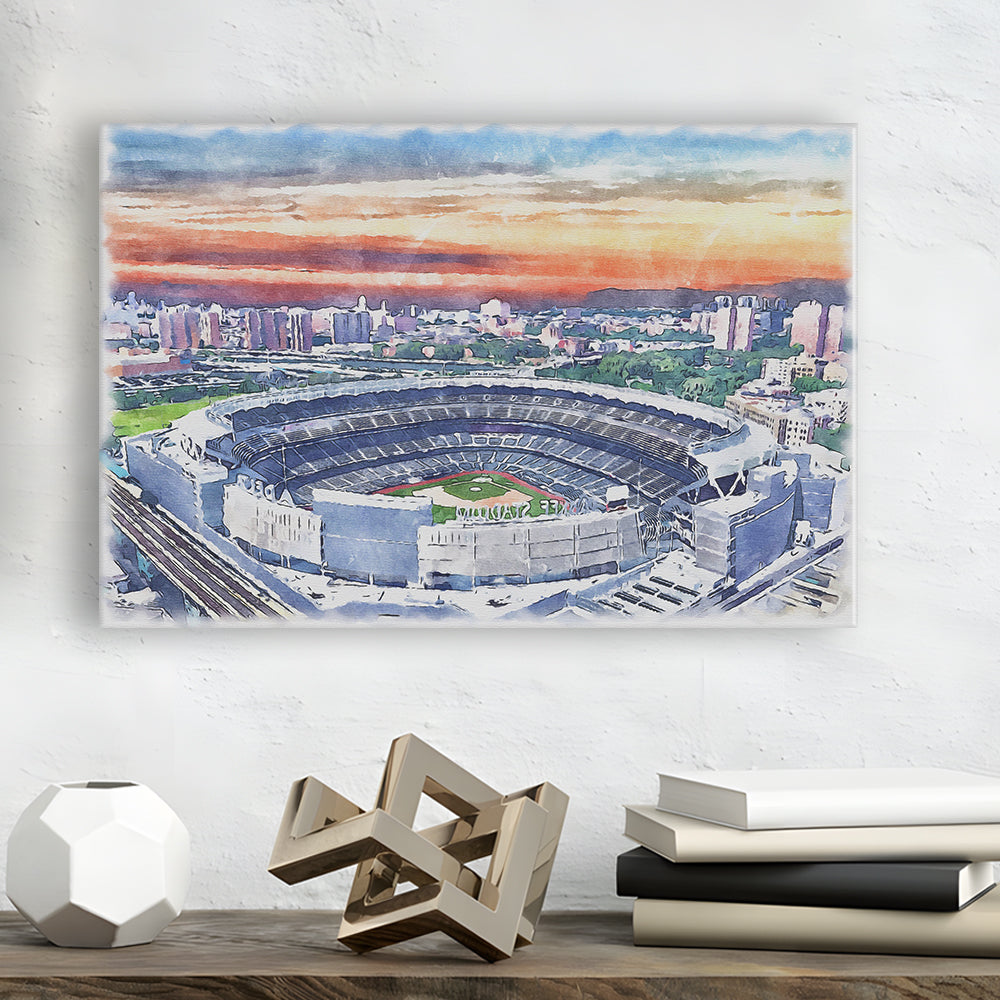 Yankees Baseball, Yankee Painting Stadium Watercolor, Sport Art, Gifts for him, Canvas Print Wall Art