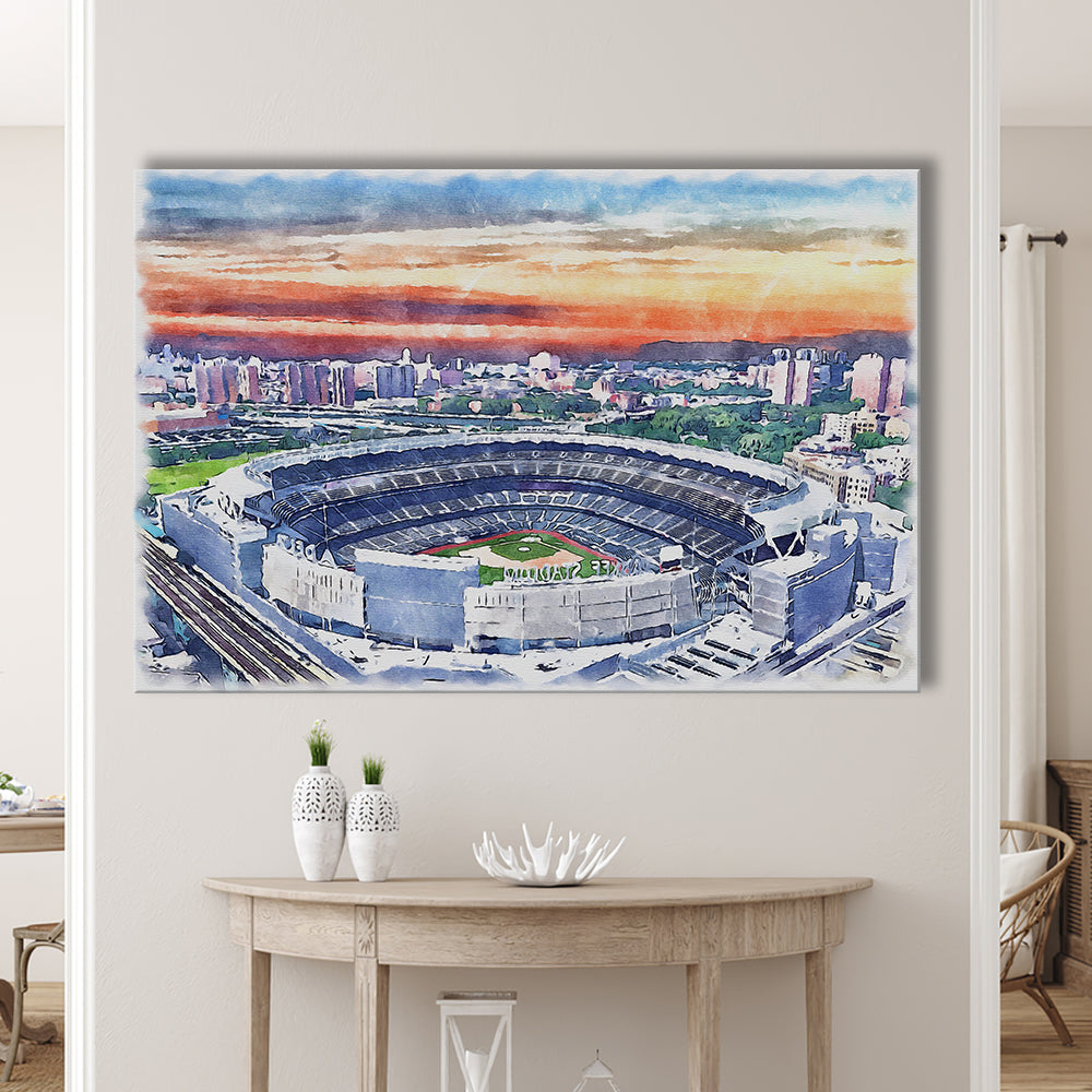 Yankees Baseball, Yankee Painting Stadium Watercolor, Sport Art, Gifts for him, Canvas Print Wall Art