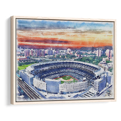 Yankees Baseball, Yankee Painting Stadium Watercolor, Sport Gift Art, Framed Canvas Print Wall Art