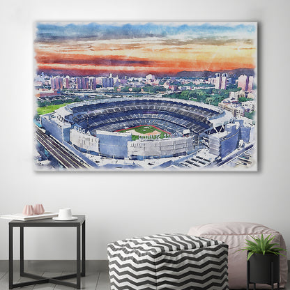 Yankees Baseball, Yankee Painting Stadium Watercolor, Sport Art, Gifts for him, Canvas Print Wall Art