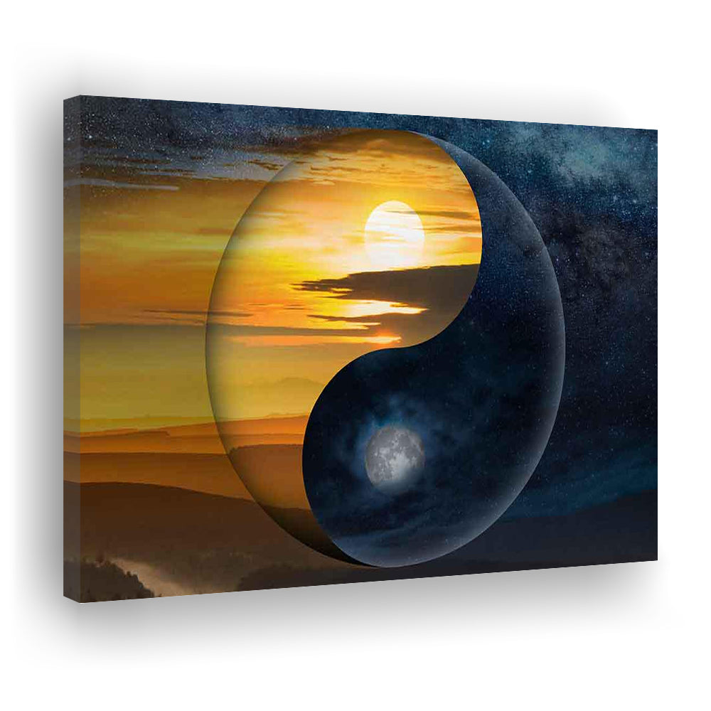Yin & Yang Canvas Print,Chinese Philosophy Symbol,Light and Shadow Wall Art, Cavas Print Wall Art Hom Decor
