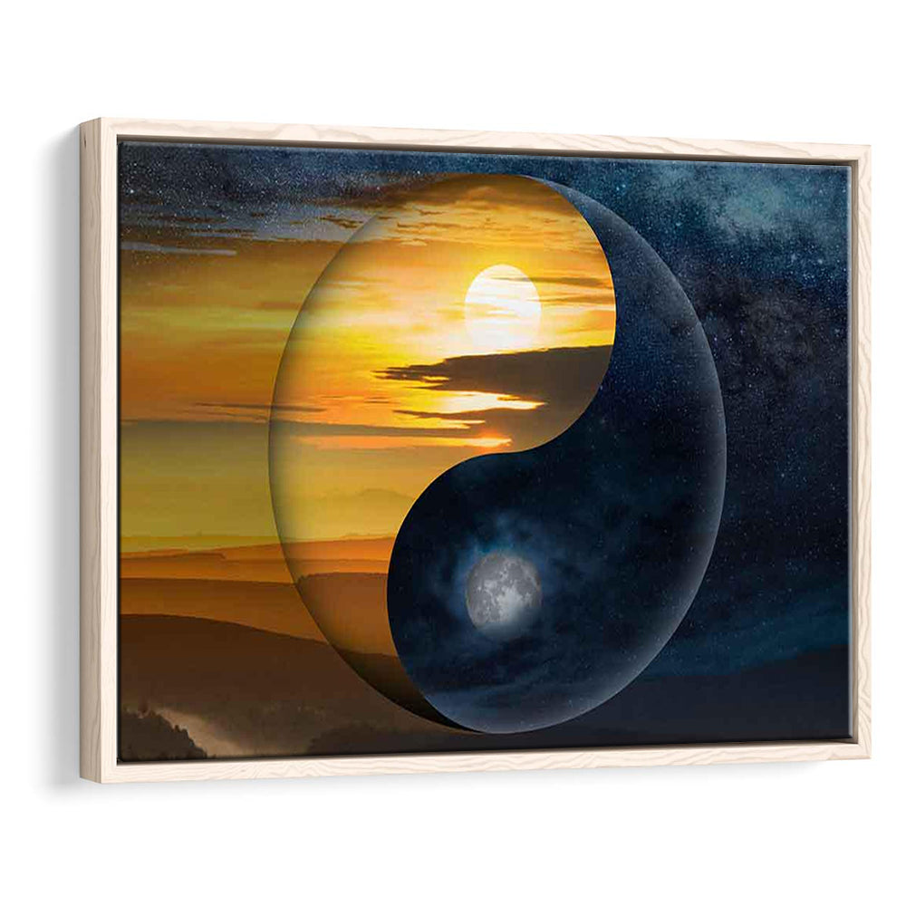 Yin & Yang Canvas Print,Chinese Philosophy Symbol,Light And Shadow Wall Art, Framed Cavas Print, Floating Frame