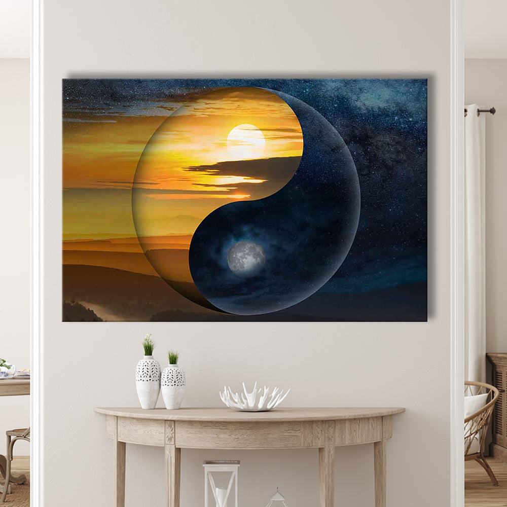 Yin & Yang Canvas Print,Chinese Philosophy Symbol,Light and Shadow Wall Art, Cavas Print Wall Art Hom Decor