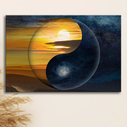 Yin & Yang Canvas Print,Chinese Philosophy Symbol,Light and Shadow Wall Art, Cavas Print Wall Art Hom Decor