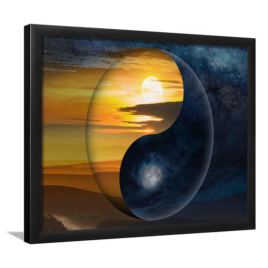 Yin & Yang Art Prints,Chinese Philosophy Symbol,Light And Shadow Wall Art, Framed Art Print, Picture Framed
