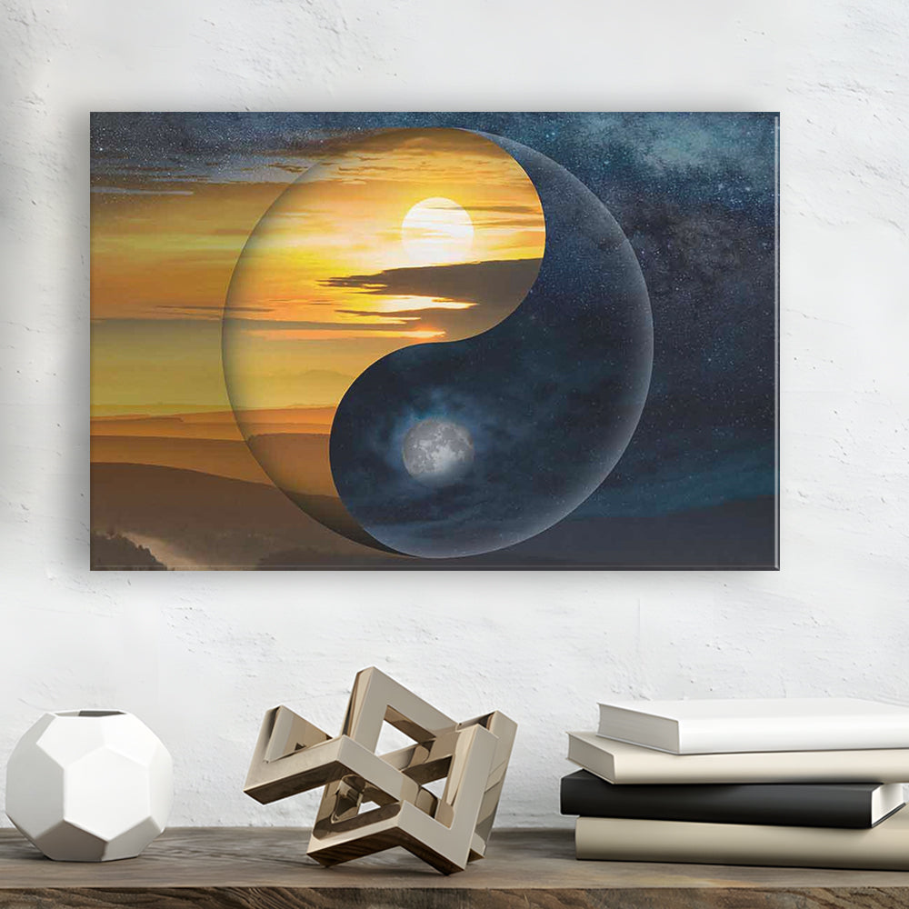 Yin & Yang Canvas Print,Chinese Philosophy Symbol,Light and Shadow Wall Art, Cavas Print Wall Art Hom Decor