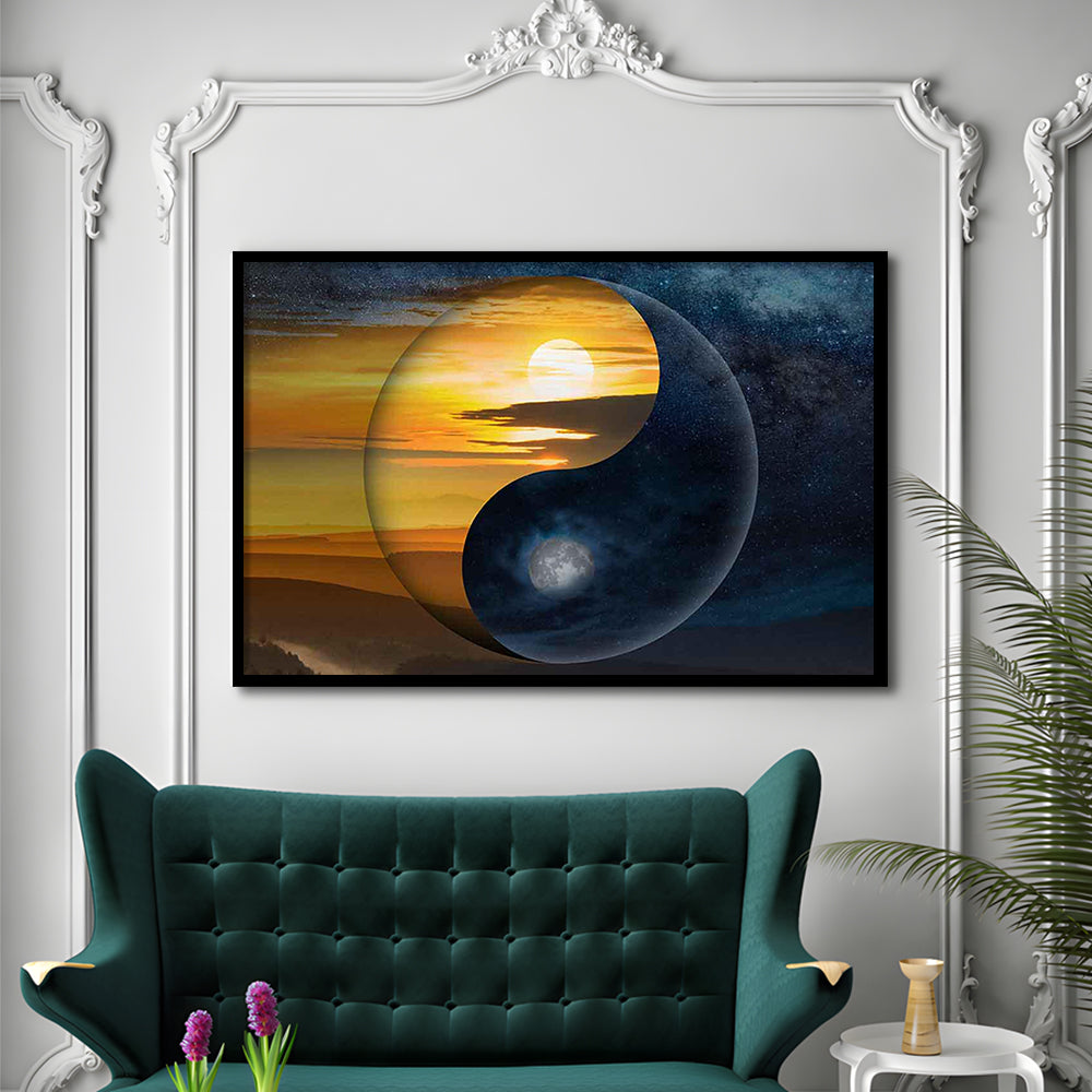 Yin & Yang Art Prints,Chinese Philosophy Symbol,Light And Shadow Wall Art, Framed Art Print, Picture Framed