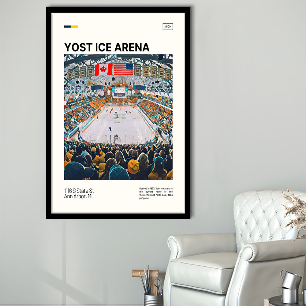 Yost Ice Arena Print, Michigan Wolverines Stadium Art, Gifts for him, Sport Art, Framed Art Print Wall Decor