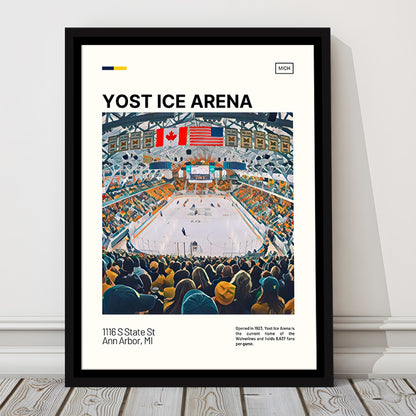 Yost Ice Arena Print, Michigan Wolverines Stadium Canvas Art, Man Cave Gift, Floating Framed Canvas Print Wall Art