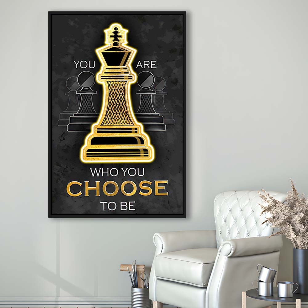 You Are Who You Choose To Be, Neon Sign Effect, Framed Canvas Print, Floating Frame, Luxury Wall Art Decor