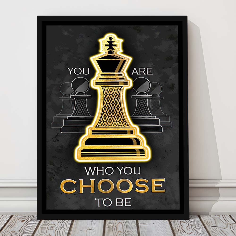 You Are Who You Choose To Be, Neon Sign Effect, Framed Canvas Print, Floating Frame, Luxury Wall Art Decor