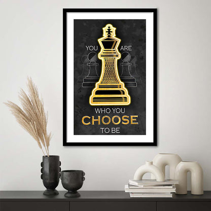 You Are Who You Choose To Be, Neon Sign Effect, Framed Art Print, Luxury Pictures Framed, White Border