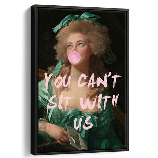 You Can'T Sit With Us Print Altered Art, Vintage Portrait, Emerald Green Decor, Framed Canvas Prints Wall Art