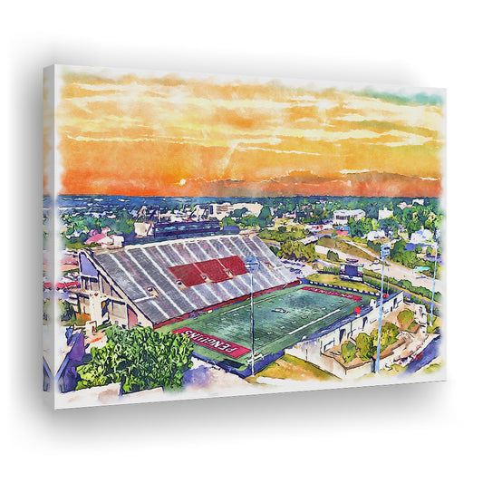 Youngstown State Penguins, Stambaugh Painting Stadium Watercolor, Sport Art, Gifts for him, Canvas Print Wall Art
