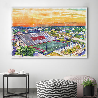 Youngstown State Penguins, Stambaugh Painting Stadium Watercolor, Sport Art, Gifts for him, Canvas Print Wall Art