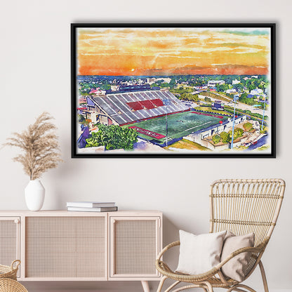 Youngstown State Penguins, Stambaugh Painting Stadium Watercolor, Sport Gift Art, Framed Canvas Print Wall Art